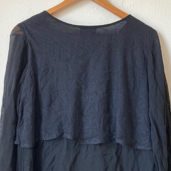 Funhouse NYC Black Lace Layered Sheer Blouse One Size - Picture 10 of 16